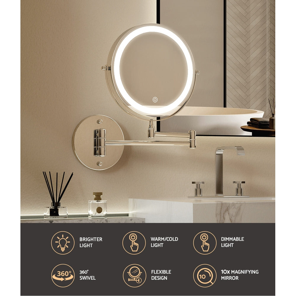 Embellir Extendable Makeup Mirror 10X Magnifying Double-Sided Bathroom Mirror-Health & Beauty > Makeup Mirrors-PEROZ Accessories
