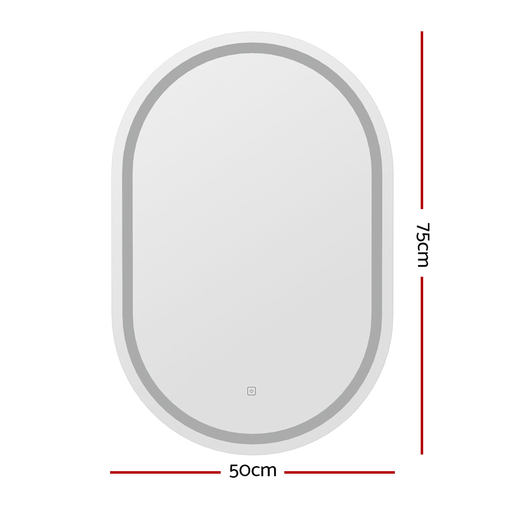 Embellir LED Wall Mirror With Light 50X75CM Bathroom Decor Oval Mirrors Vanity-Health &amp; Beauty &gt; Makeup Mirrors-PEROZ Accessories