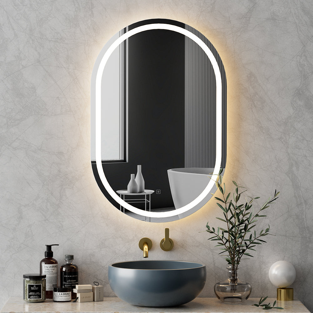 Embellir LED Wall Mirror With Light 50X75CM Bathroom Decor Oval Mirrors Vanity-Health & Beauty > Makeup Mirrors-PEROZ Accessories