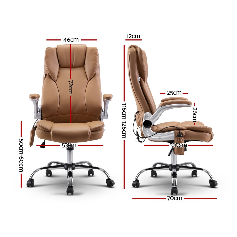 Artiss Massage Office Chair Gaming Chair Computer Desk Chair 8 Point Vibration Espresso-Furniture &gt; Office - Peroz Australia - Image - 2