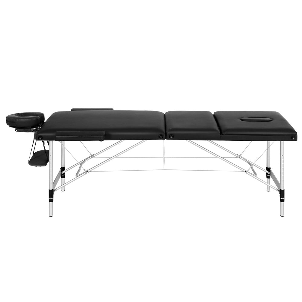 Zenses Massage Table 85cm Portable 3 Fold Aluminium Beauty Bed Black-Health & Beauty > Massage-PEROZ Accessories