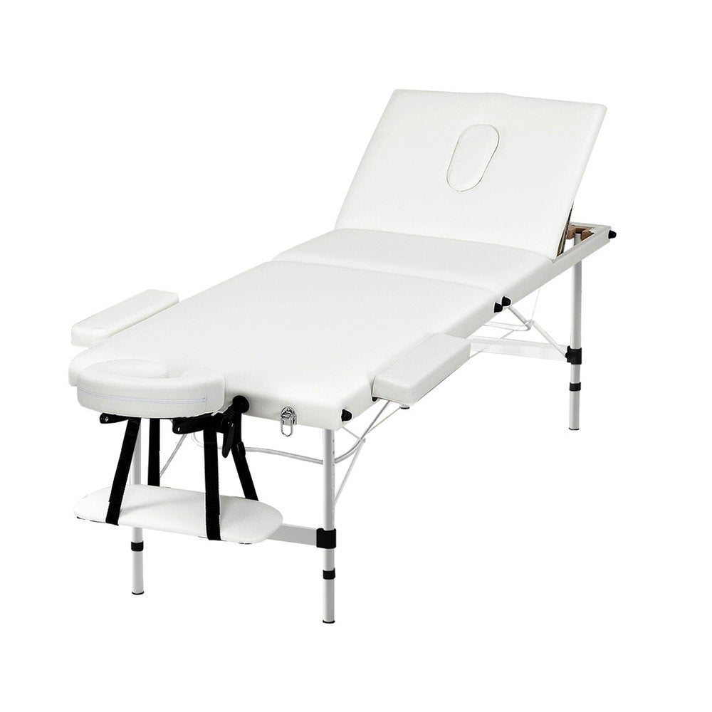 Zenses Massage Table 65cm Portable 3 Fold Aluminium Beauty Bed White-Health & Beauty > Massage-PEROZ Accessories