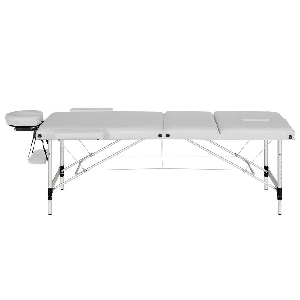 Zenses Massage Table 65cm Portable 3 Fold Aluminium Beauty Bed White-Health & Beauty > Massage-PEROZ Accessories