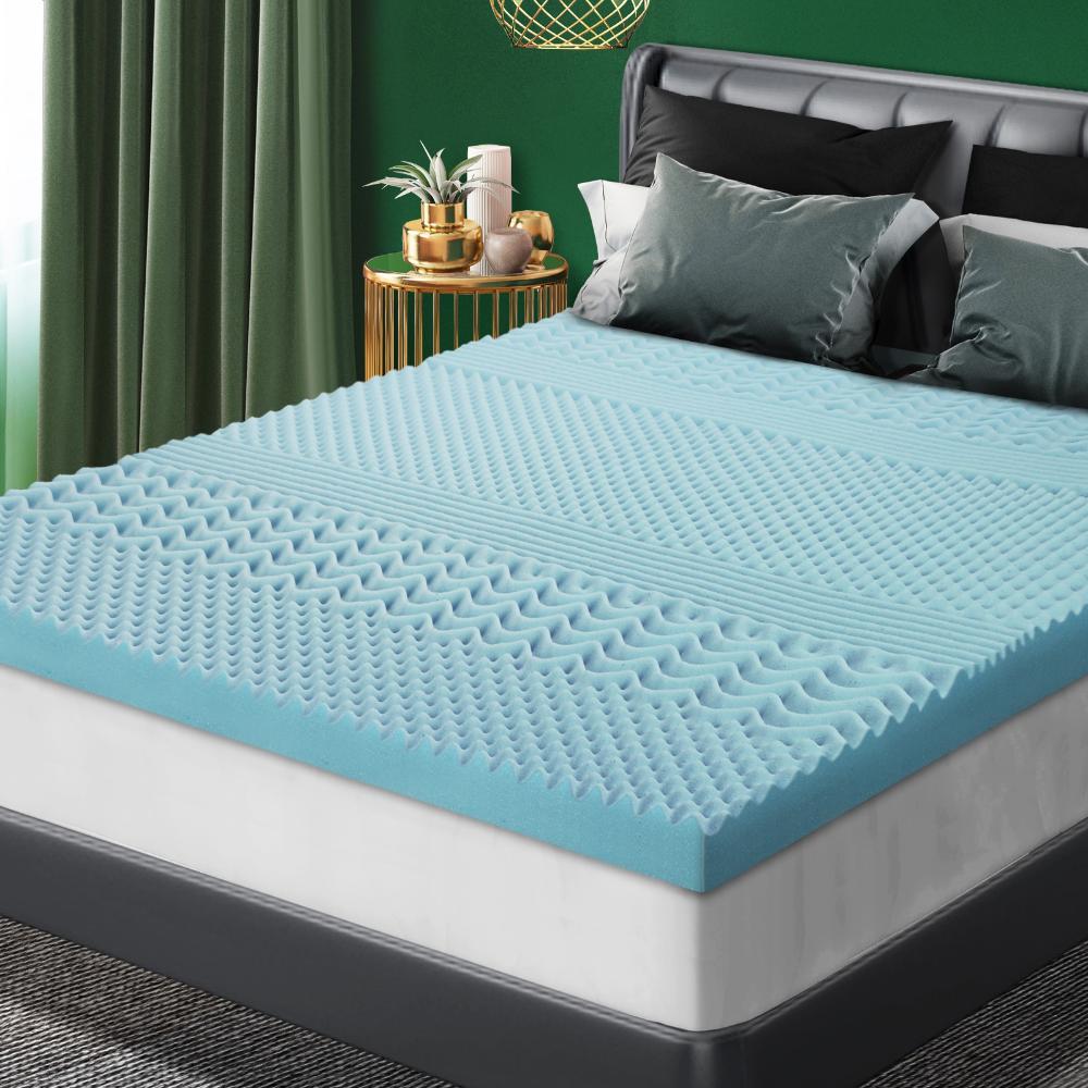 Bedra Memory Foam Mattress Topper Cool Gel Bed Bamboo Cover 7-Zone 5CM Queen-Mattress Topper-PEROZ Accessories