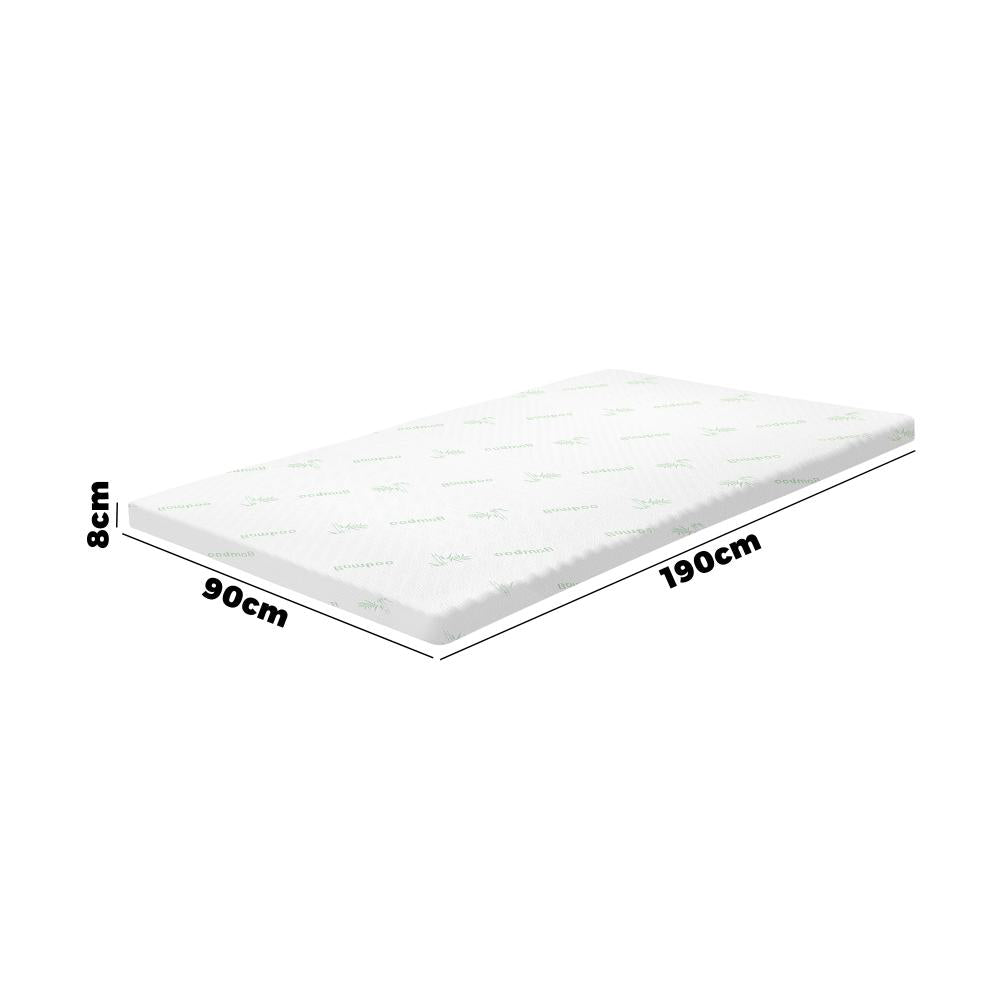 Bedra Memory Foam Mattress Topper Cool Gel Bed Bamboo Cover 7-Zone 8CM Single-Mattress Topper-PEROZ Accessories