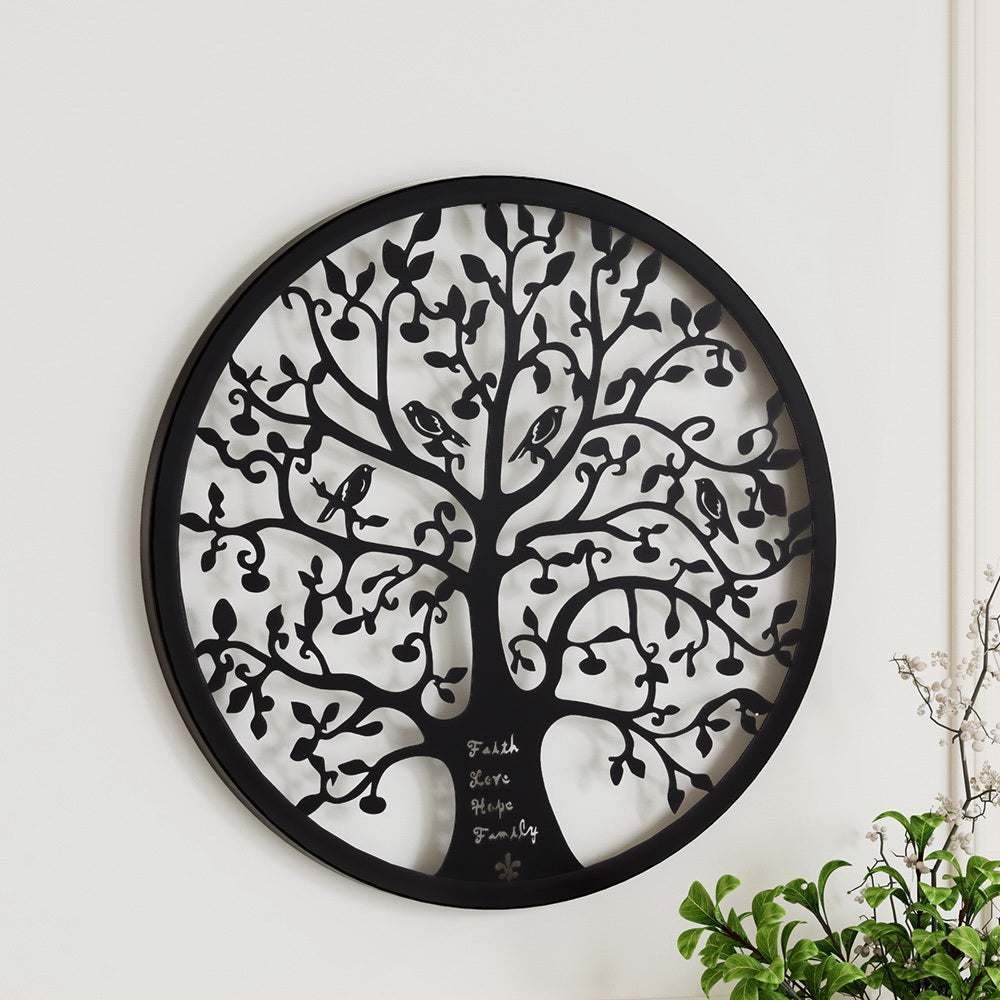 Artiss Metal Wall Art Hanging Sculpture Home Decor Leaf Tree of Life Round Frame-Home & Garden > Decor-PEROZ Accessories