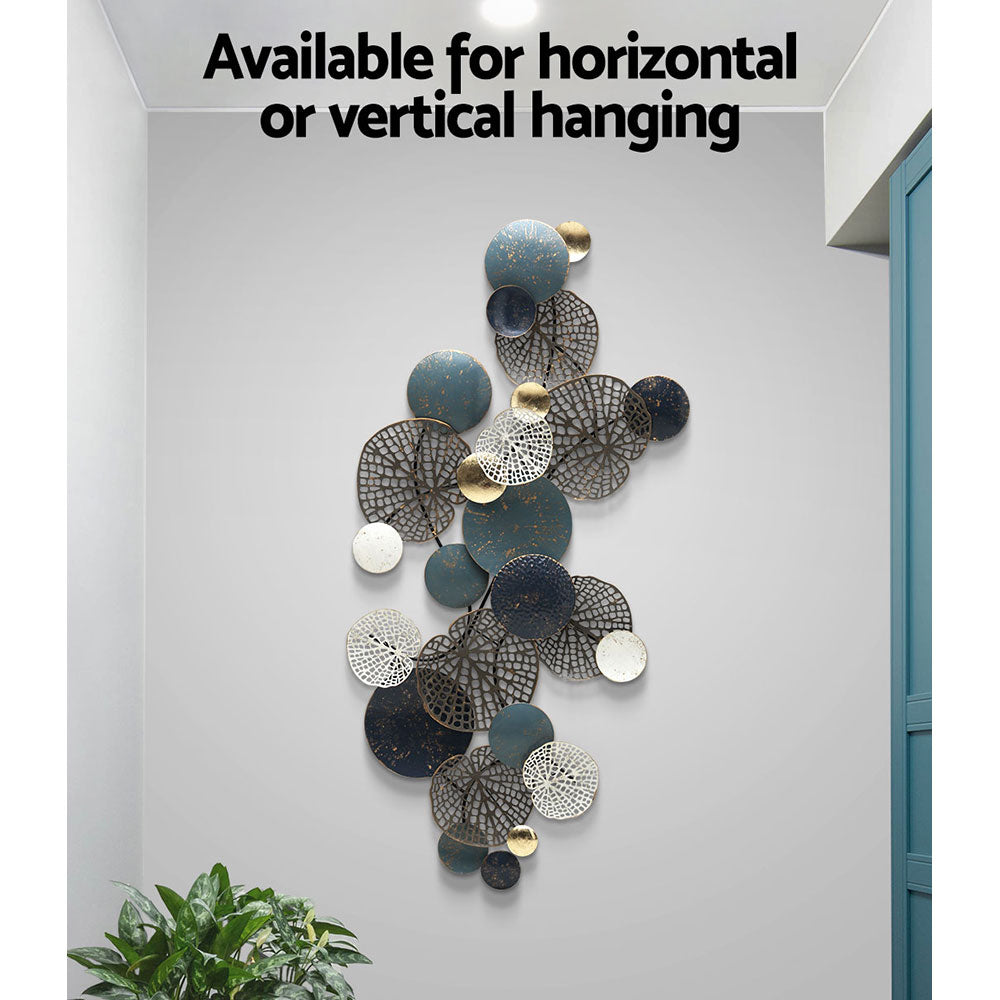 Artiss Metal Wall Art Hanging Sculpture 132cm Home Decor Leaf Circles Blue-Home & Garden > Decor-PEROZ Accessories