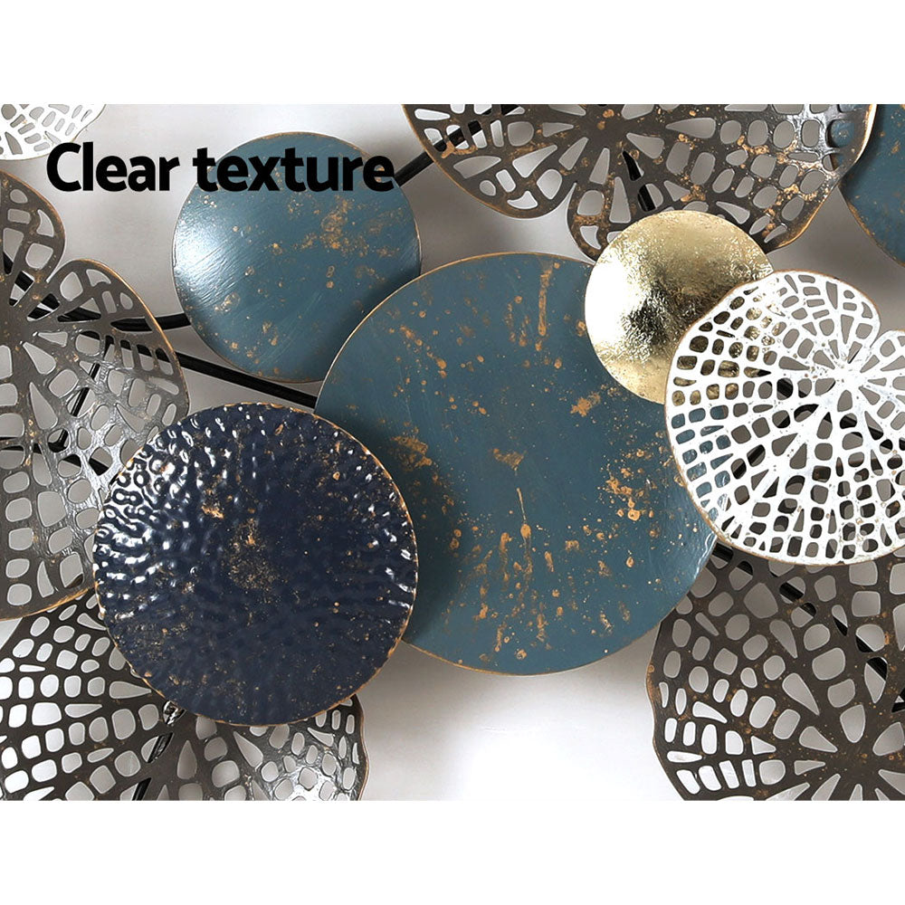 Artiss Metal Wall Art Hanging Sculpture 132cm Home Decor Leaf Circles Blue-Home & Garden > Decor-PEROZ Accessories