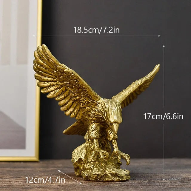 Anyhouz Home Figurine Golden Eagle Statue Small Resin for Living Room Desktop Decoration Accessories Gifts-Sculptures & Statues-PEROZ Accessories