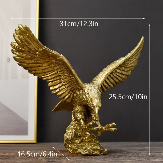 Anyhouz Home Figurine Golden Eagle Statue Large Resin for Living Room Desktop Decoration Accessories Gifts-Sculptures & Statues-PEROZ Accessories