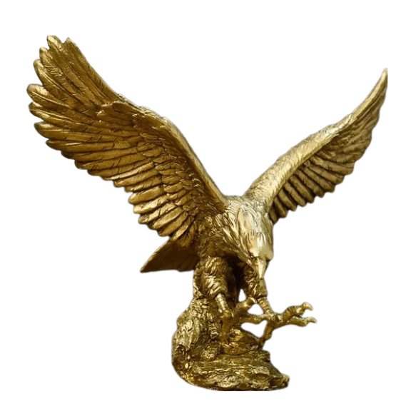 Anyhouz Home Figurine Golden Eagle Statue Large Resin for Living Room Desktop Decoration Accessories Gifts-Sculptures & Statues-PEROZ Accessories