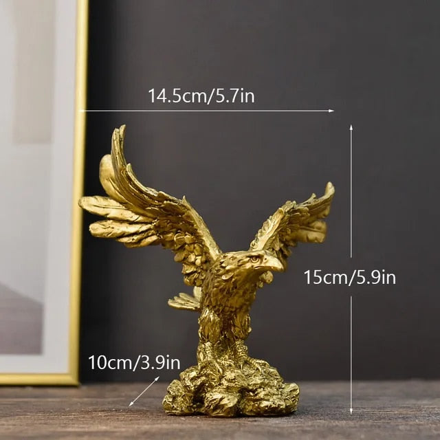 Anyhouz Home Figurine Golden Eagle Statue XS Resin for Living Room Desktop Decoration Accessories Gifts-Sculptures & Statues-PEROZ Accessories