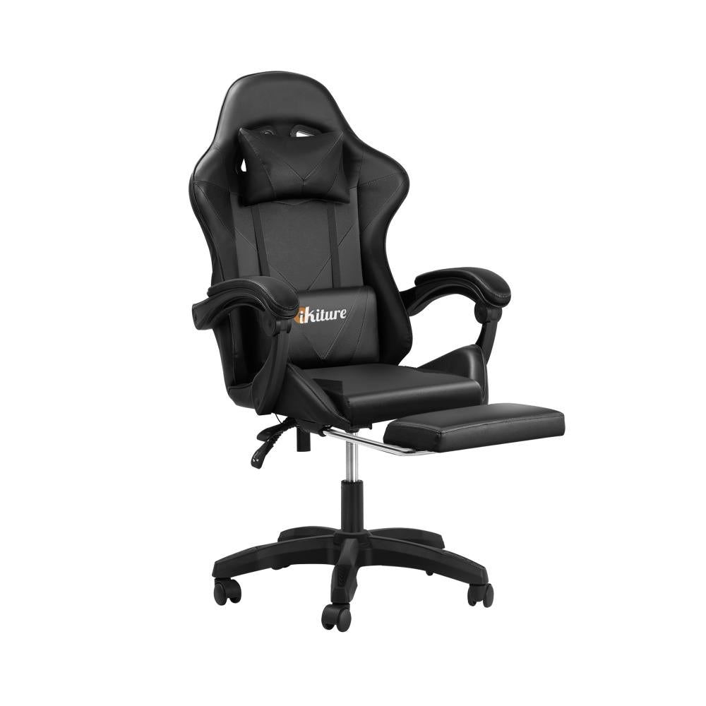 Oikiture Home Gaming Chair Executive Computer Desk Chair with Footrest and Lumbar Pillow Massage Office Chair Black |PEROZ Australia