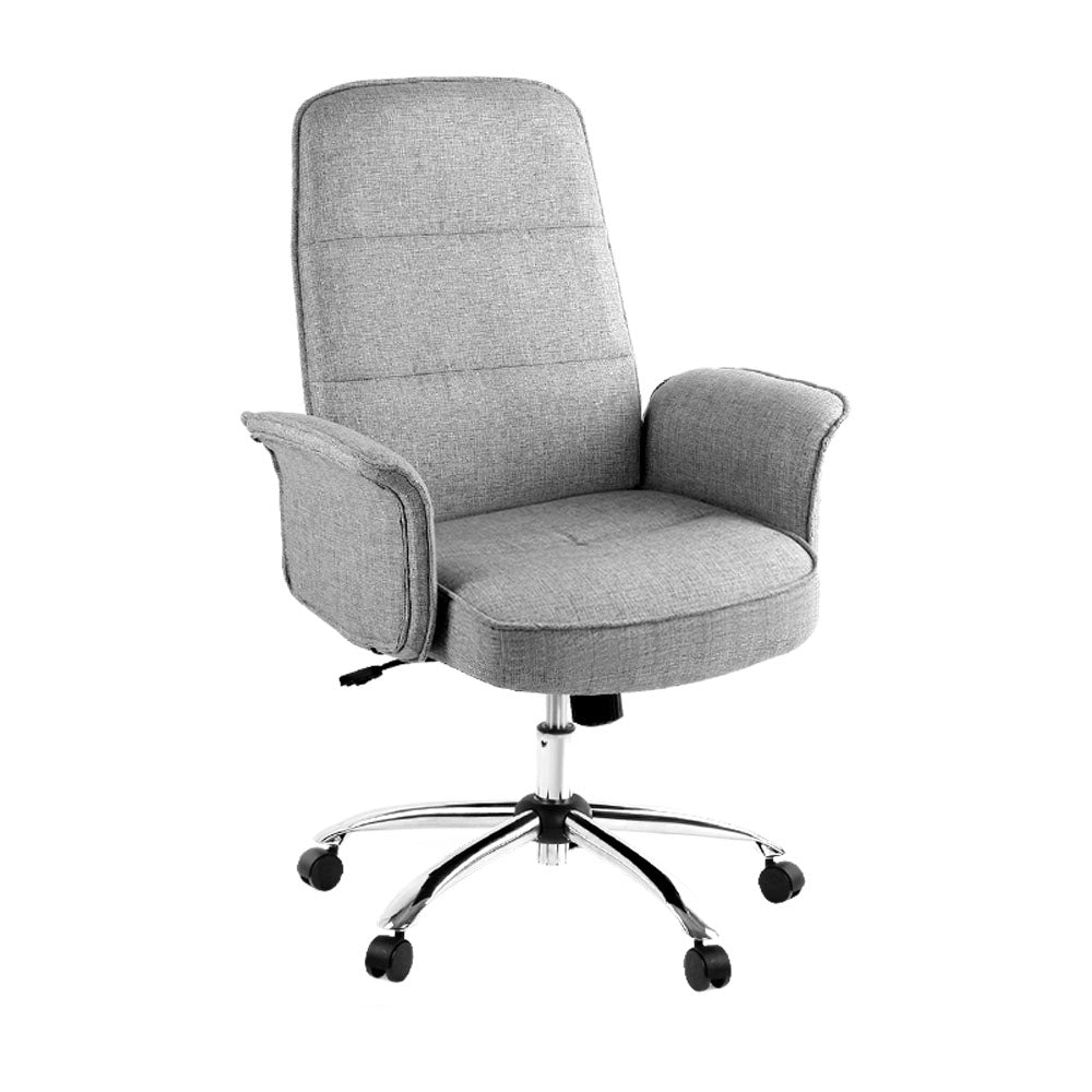 Artiss Fabric Office Chair Grey-Furniture > Bar Stools & Chairs - Peroz Australia - Image - 2