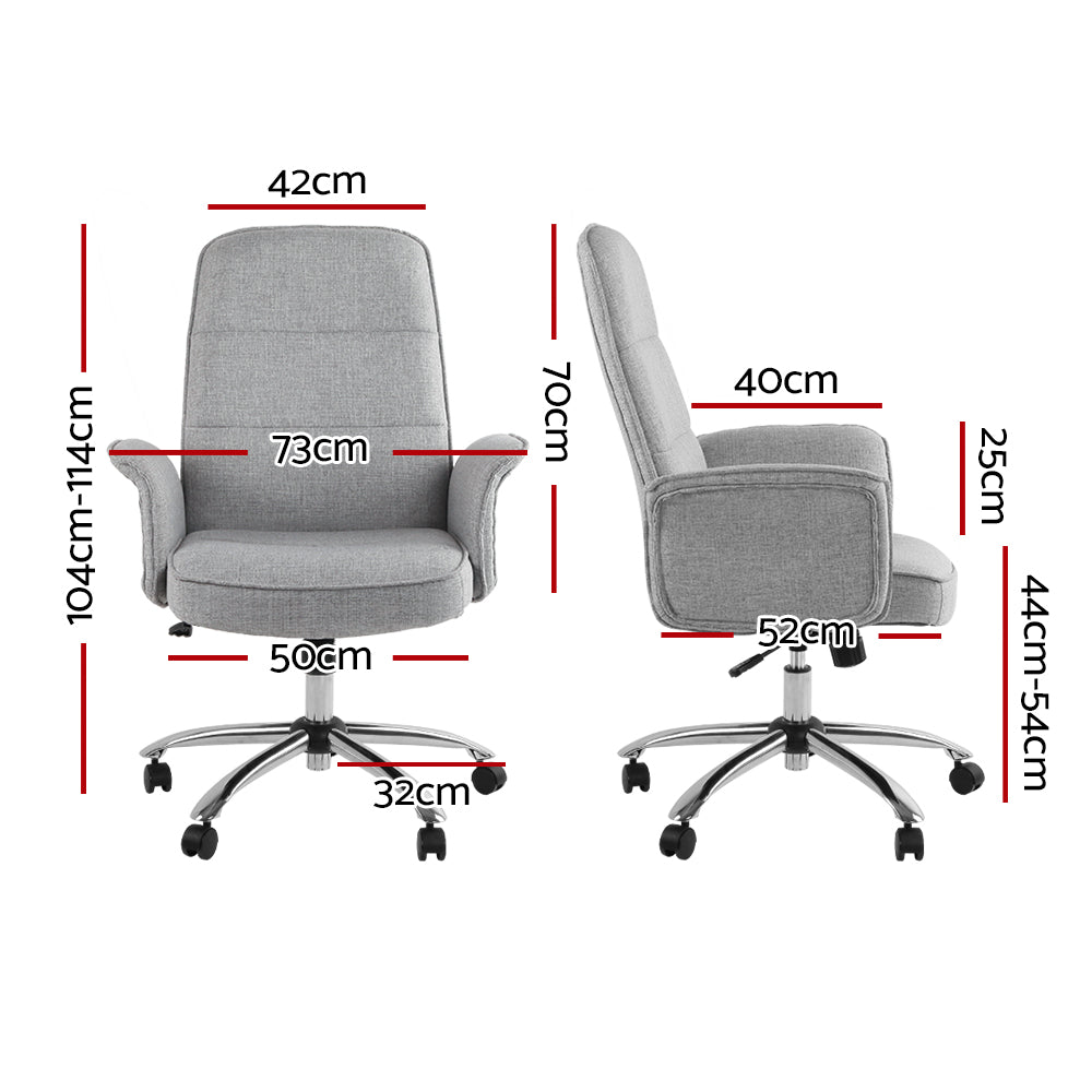 Artiss Fabric Office Chair Grey-Furniture > Bar Stools & Chairs - Peroz Australia - Image - 3