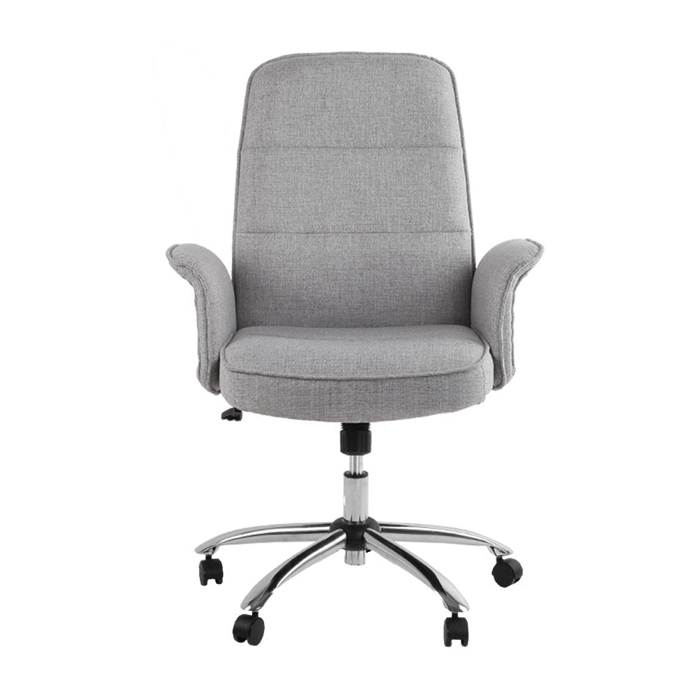 Artiss Fabric Office Chair Grey-Furniture > Bar Stools & Chairs - Peroz Australia - Image - 4