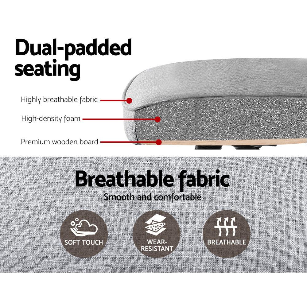 Artiss Fabric Office Chair Grey-Furniture > Bar Stools & Chairs - Peroz Australia - Image - 6