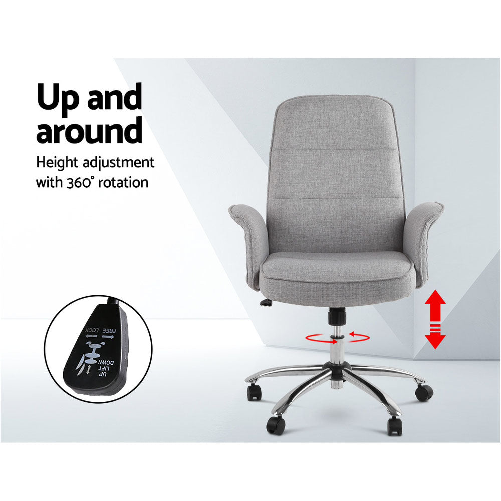 Artiss Fabric Office Chair Grey-Furniture > Bar Stools & Chairs - Peroz Australia - Image - 8