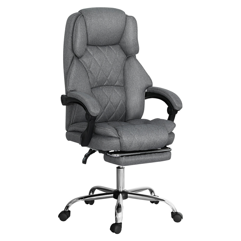 Artiss Executive Office Chair Fabric Footrest Grey-Furniture &gt; Bar Stools &amp; Chairs-PEROZ Accessories