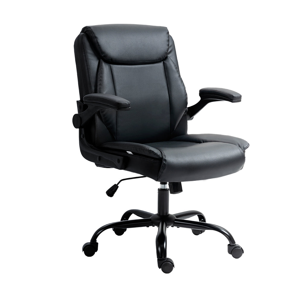 Artiss Office Chair Leather Computer Desk Chairs Executive Gaming Study Black-Furniture &gt; Office - Peroz Australia - Image - 2