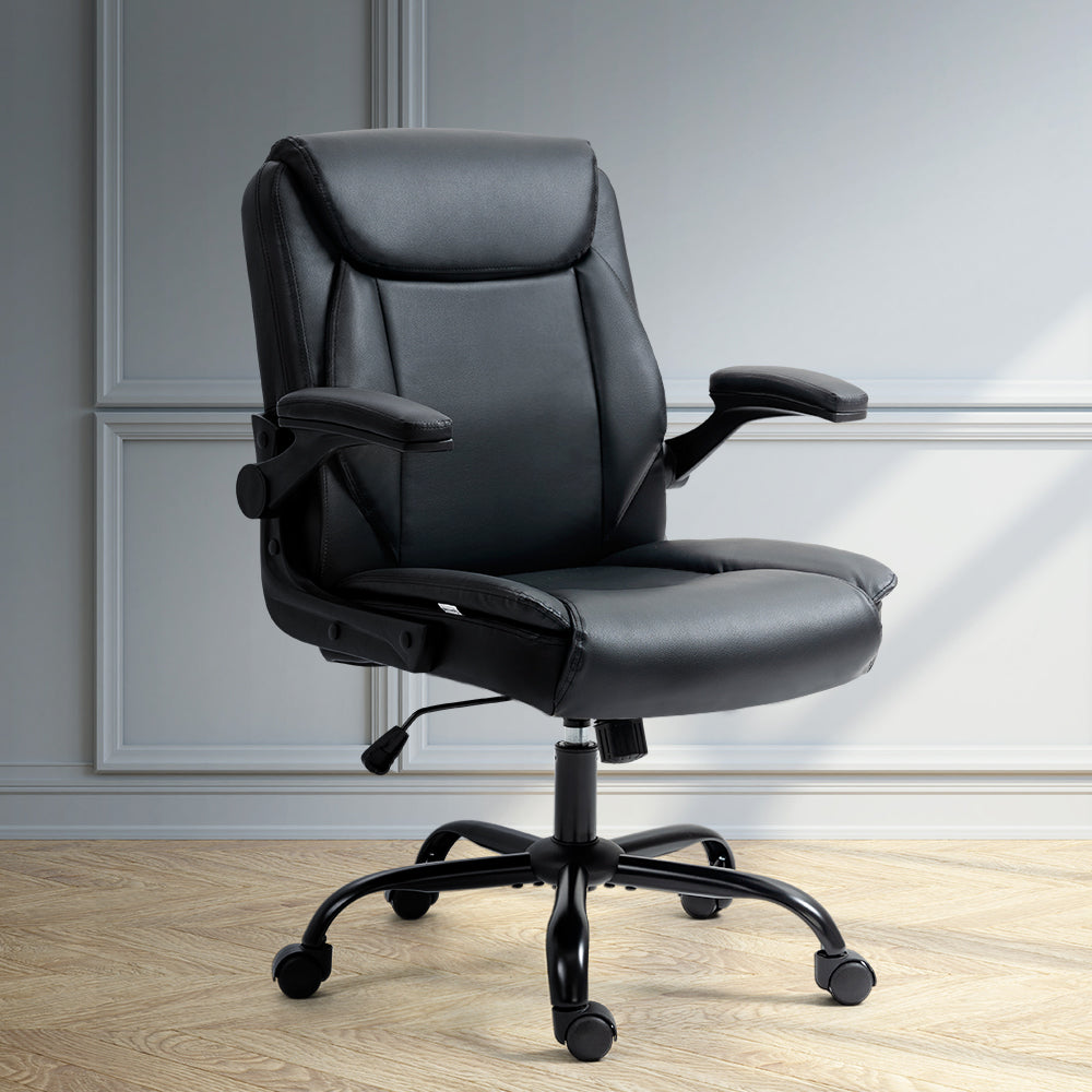 Artiss Office Chair Leather Computer Desk Chairs Executive Gaming Study Black-Furniture &gt; Office - Peroz Australia - Image - 1