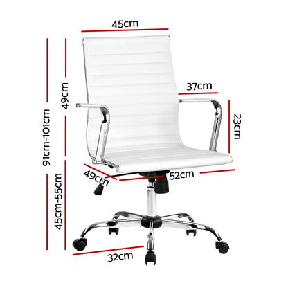 Artiss Gaming Office Chair Computer Desk Chairs Home Work Study White Mid Back-Furniture &gt; Office - Peroz Australia - Image - 3