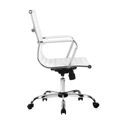 Artiss Gaming Office Chair Computer Desk Chairs Home Work Study White Mid Back-Furniture &gt; Office - Peroz Australia - Image - 5