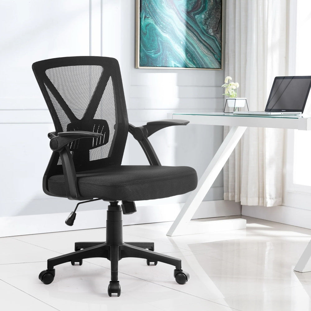 Artiss Gaming Office Chair Mesh Computer Chairs Swivel Executive Mid Back Black-Furniture &gt; Office - Peroz Australia - Image - 1