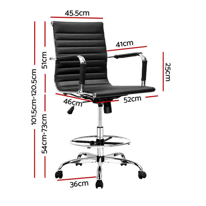 Artiss Office Chair Veer Drafting Stool Mesh Chairs Armrest Standing Desk Black-Furniture &gt; Office - Peroz Australia - Image - 3