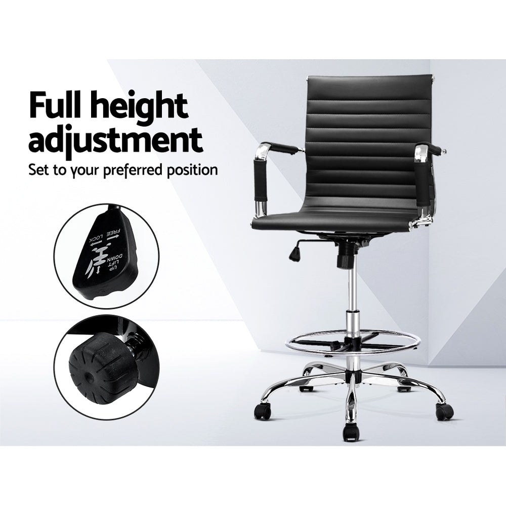Artiss Office Chair Veer Drafting Stool Mesh Chairs Armrest Standing Desk Black-Furniture &gt; Office - Peroz Australia - Image - 6