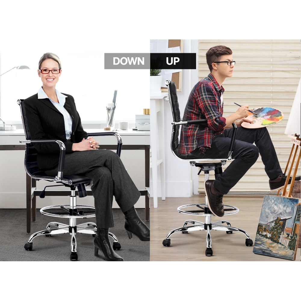 Artiss Office Chair Veer Drafting Stool Mesh Chairs Armrest Standing Desk Black-Furniture &gt; Office - Peroz Australia - Image - 7
