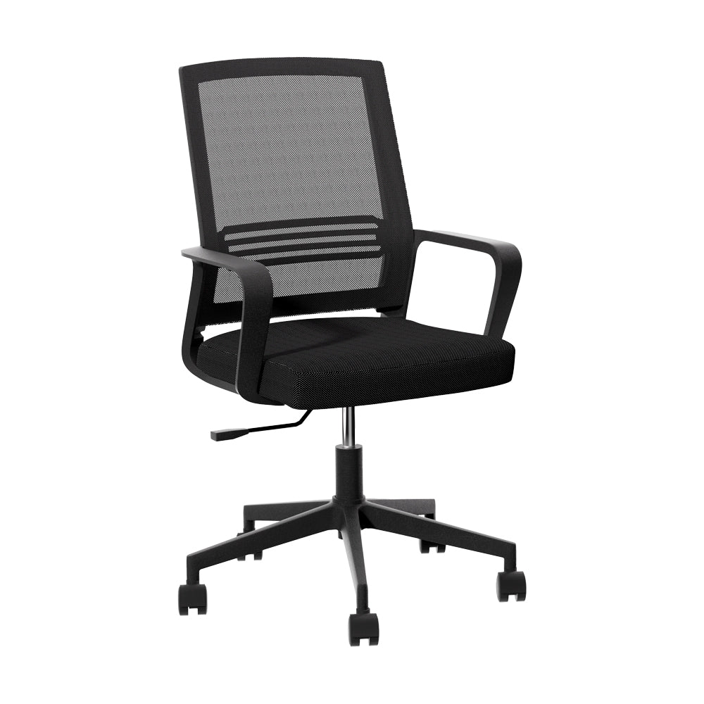 Artiss Mesh Office Chair Computer Gaming Desk Chairs Work Study Mid Back Black-Furniture &gt; Office-PEROZ Accessories
