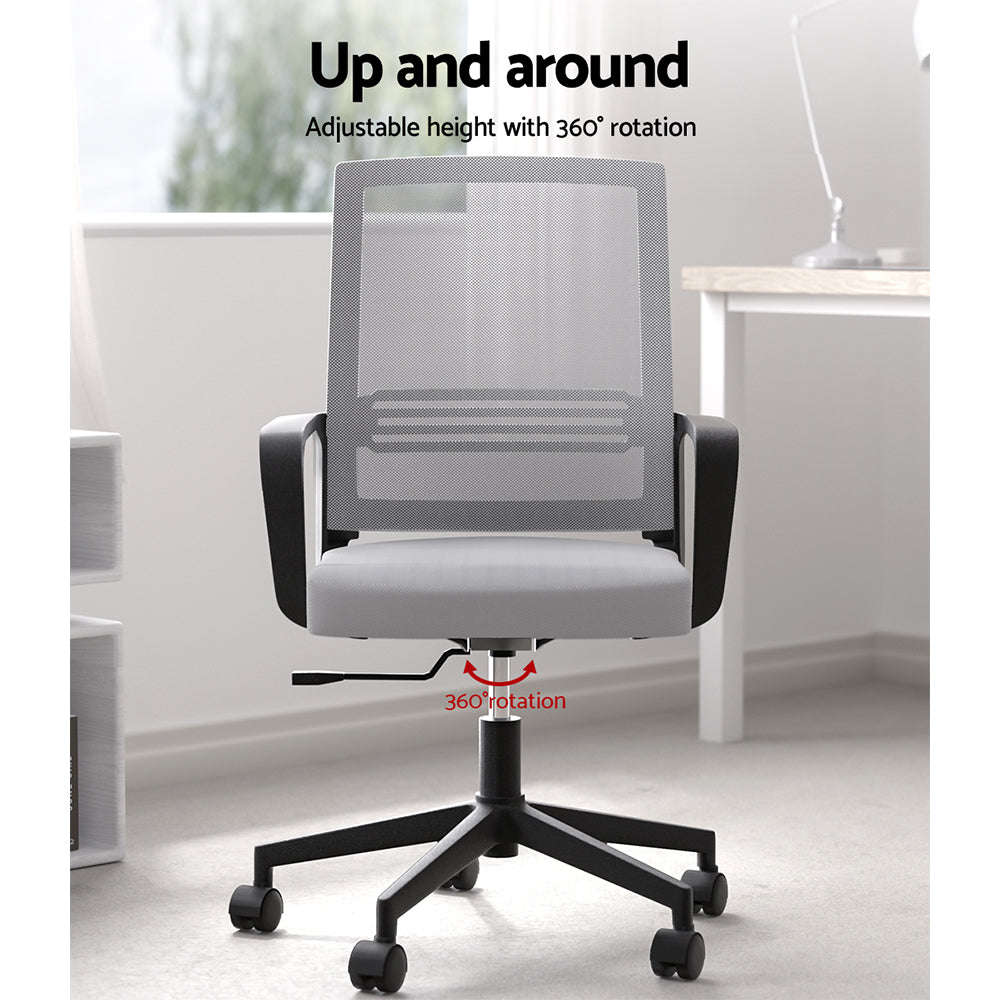 Artiss Mesh Office Chair Computer Gaming Desk Chairs Work Study Mid Back Grey-Furniture &gt; Office-PEROZ Accessories