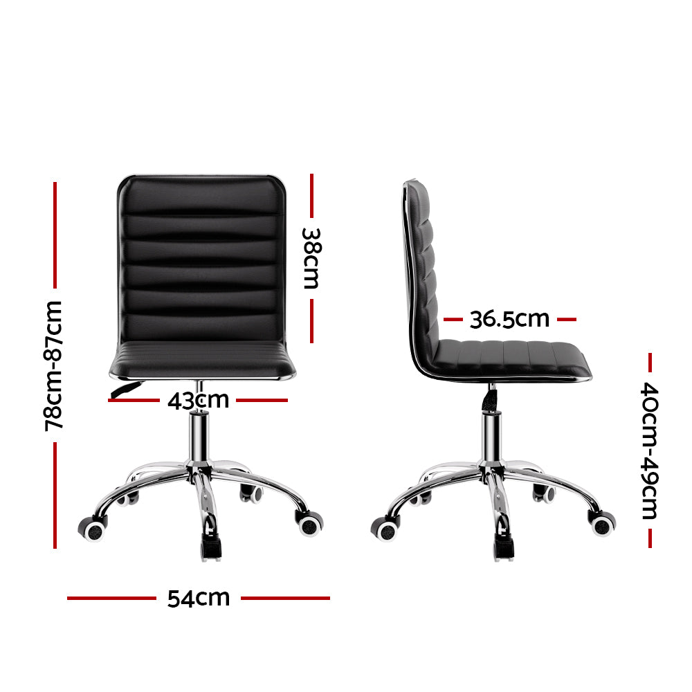 Artiss Office Chair Computer Desk Gaming Chairs PU Leather Low Back Black-Furniture &gt; Office-PEROZ Accessories