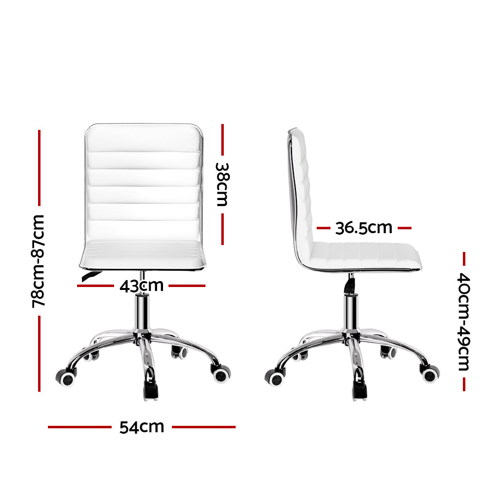 Artiss Office Chair Computer Desk Gaming Chairs PU Leather Low Back White-Furniture &gt; Office-PEROZ Accessories
