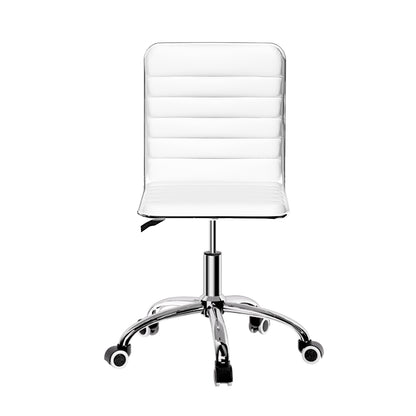 Artiss Office Chair Computer Desk Gaming Chairs PU Leather Low Back White-Furniture &gt; Office-PEROZ Accessories
