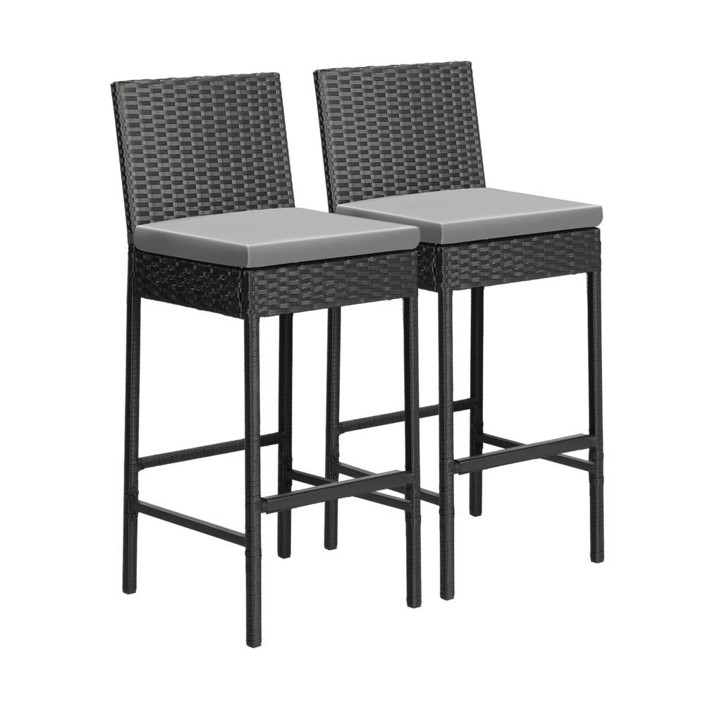 Livsip Outdoor Rattan Bar Stools Patio Dinning Chairs Cafe Garden Furniture 2X-Outdoor Bar Chair-PEROZ Accessories