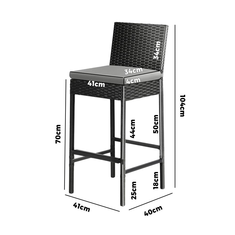 Livsip Outdoor Rattan Bar Stools Patio Dinning Chairs Cafe Garden Furniture 2X-Outdoor Bar Chair-PEROZ Accessories
