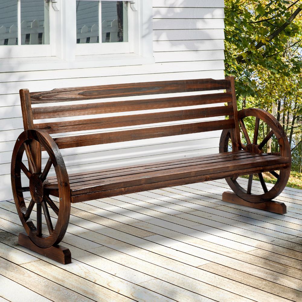Livsip Garden Bench 3 Seater Outdoor Furniture Wooden Wagon Chair Patio Lounge-Wagon Chair-PEROZ Accessories