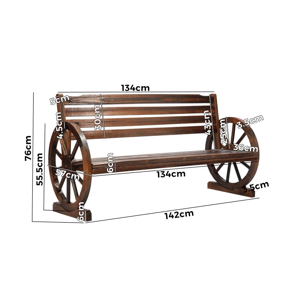 Livsip Garden Bench 3 Seater Outdoor Furniture Wooden Wagon Chair Patio Lounge-Wagon Chair-PEROZ Accessories
