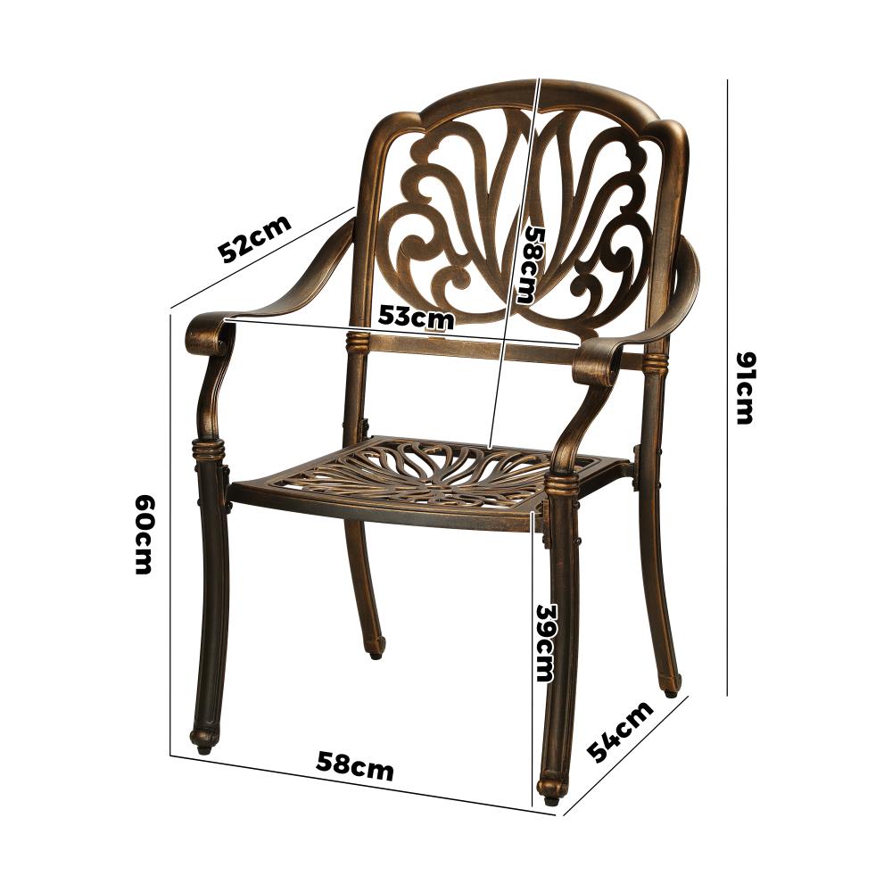 Livsip Outdoor Dining Chairs Cast Aluminium Patio Garden Furniture Set of 2-Outdoor Dining Set-PEROZ Accessories