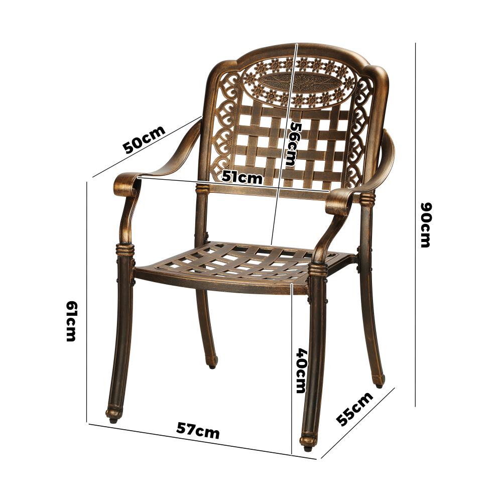Livsip Outdoor Furniture Dining Chairs Cast Aluminium Garden Patio Chairs x2-Outdoor Dining Set-PEROZ Accessories