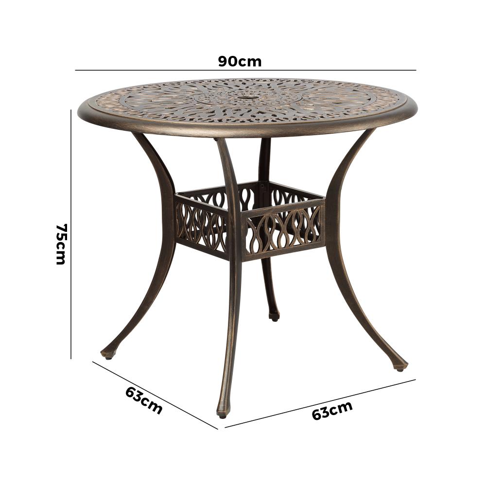 Livsip Garden Table Bronze Cast Aluminium Outdoor Patio Dining Side Table 75cm-Outdoor Dining Set-PEROZ Accessories