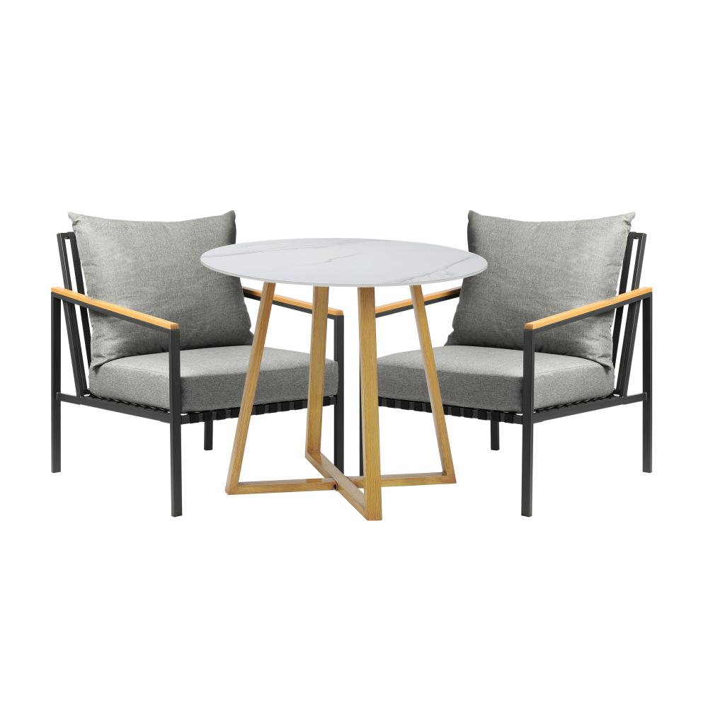 Livsip 3 Piece Outdoor Dining Setting Sintered Stone Table Patio Furniture Set |PEROZ Australia