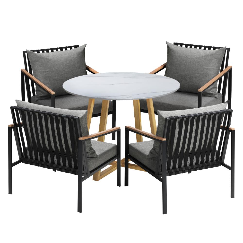 Livsip 5 Piece Outdoor Dining Setting Sintered Stone Table Patio Furniture Set |PEROZ Australia