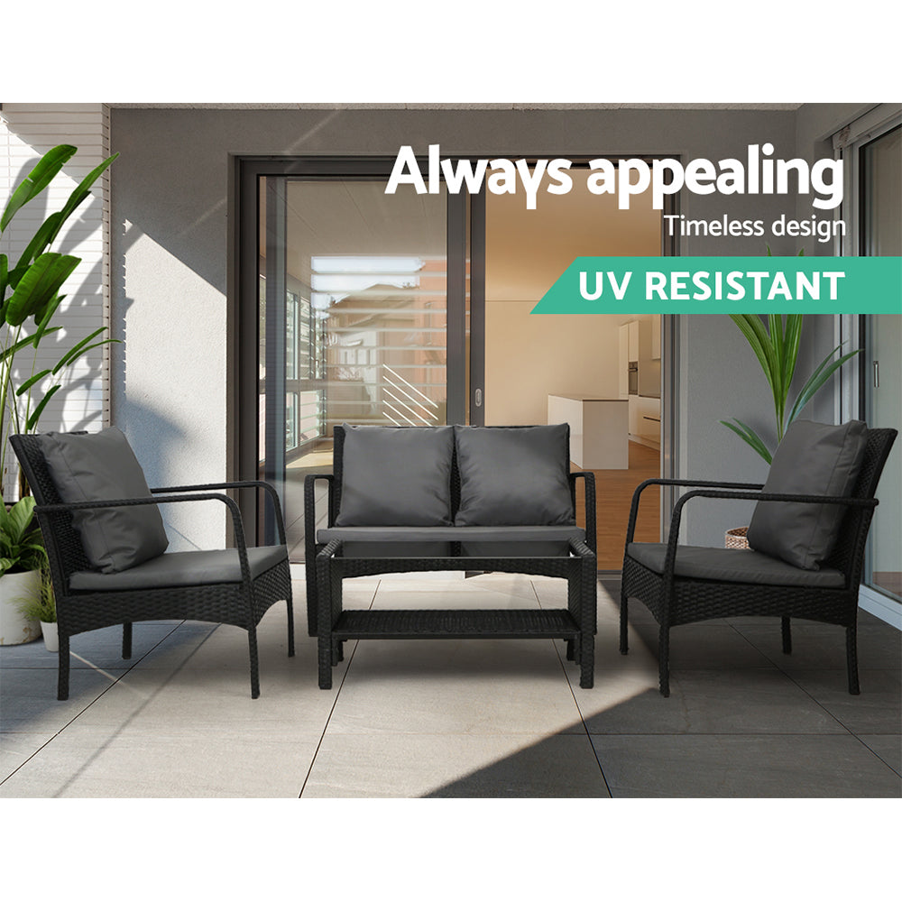 Gardeon Outdoor Furniture Lounge Table Chairs Garden Patio Wicker Sofa Set-Furniture > Outdoor-PEROZ Accessories