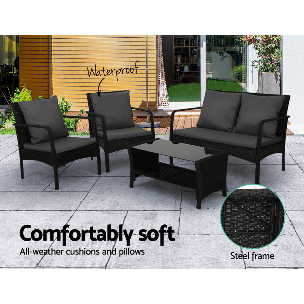 Gardeon Outdoor Furniture Lounge Table Chairs Garden Patio Wicker Sofa Set-Furniture > Outdoor-PEROZ Accessories