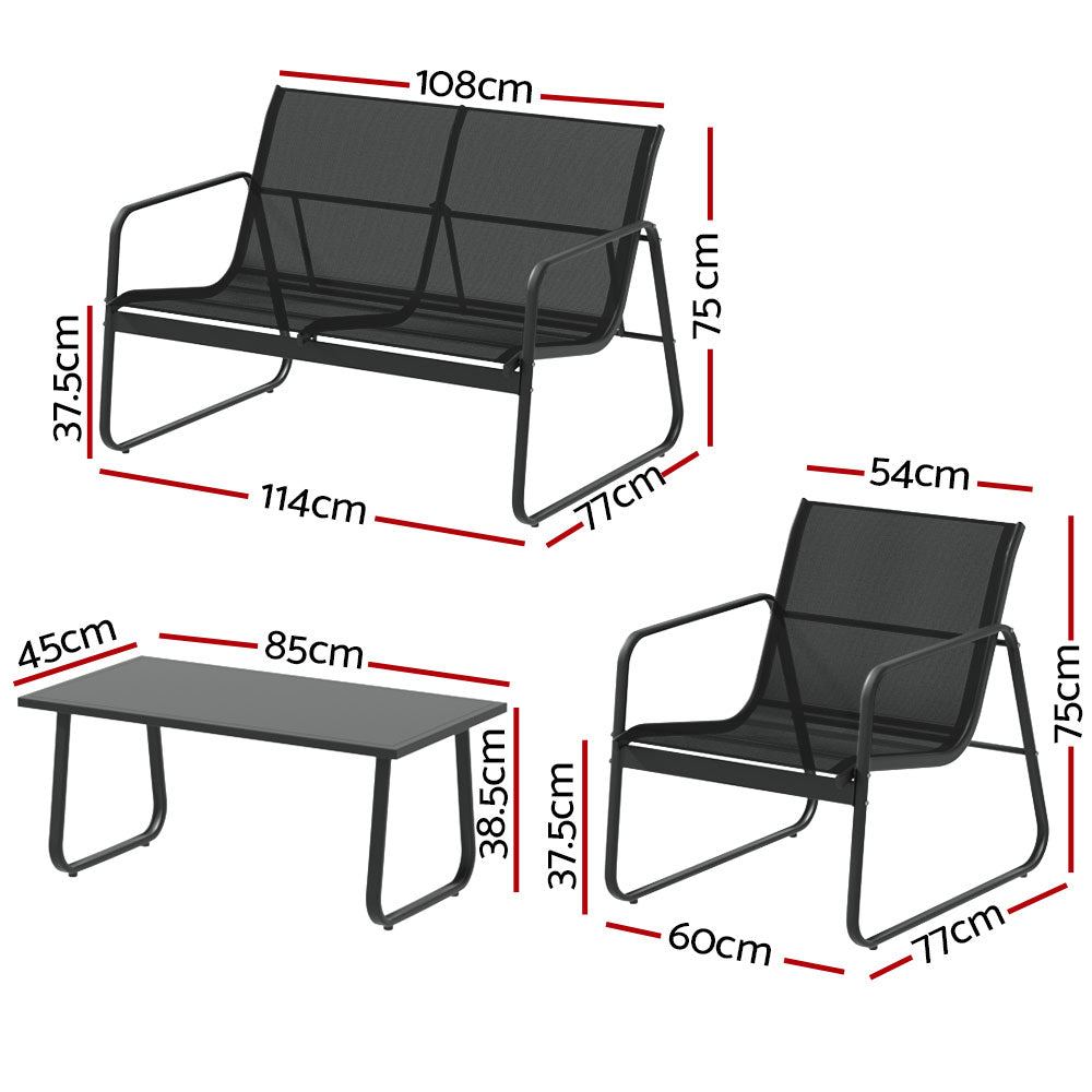 Gardeon Outdoor Lounge Setting Garden Patio Furniture Textilene Sofa Table Chair-Furniture > Outdoor-PEROZ Accessories