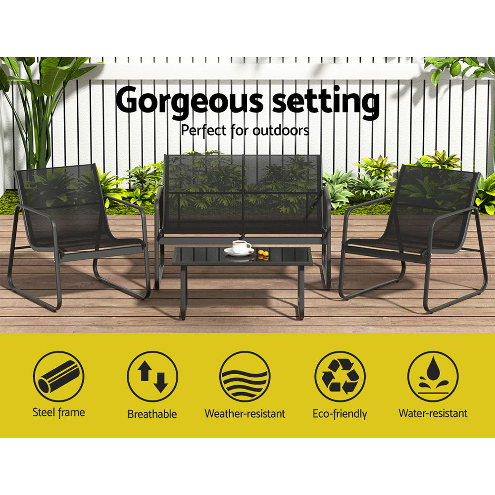 Gardeon Outdoor Lounge Setting Garden Patio Furniture Textilene Sofa Table Chair-Furniture > Outdoor-PEROZ Accessories