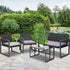 Gardeon 4PC Outdoor Furniture Patio Table Chair Black-Furniture > Outdoor-PEROZ Accessories